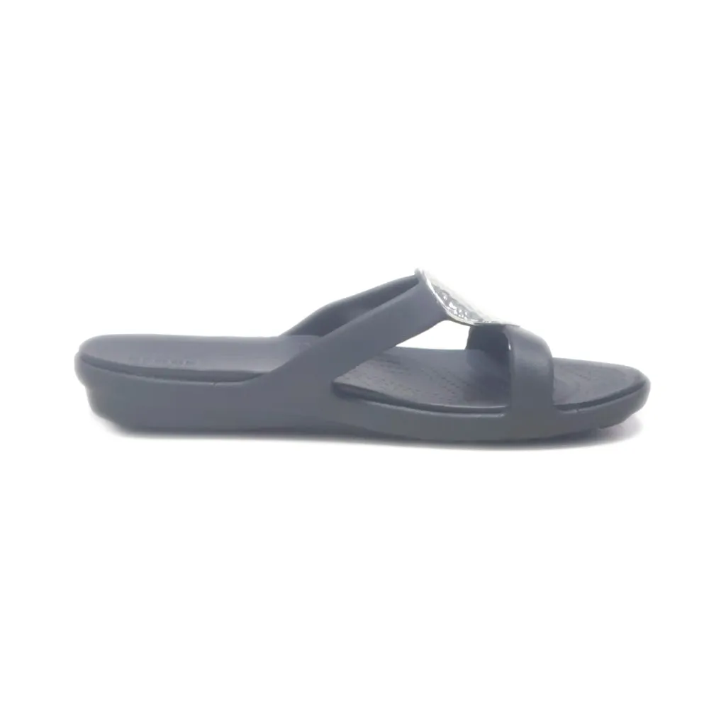 Crocs Sanrah Flat Sandals Rubber Black Colour For Women