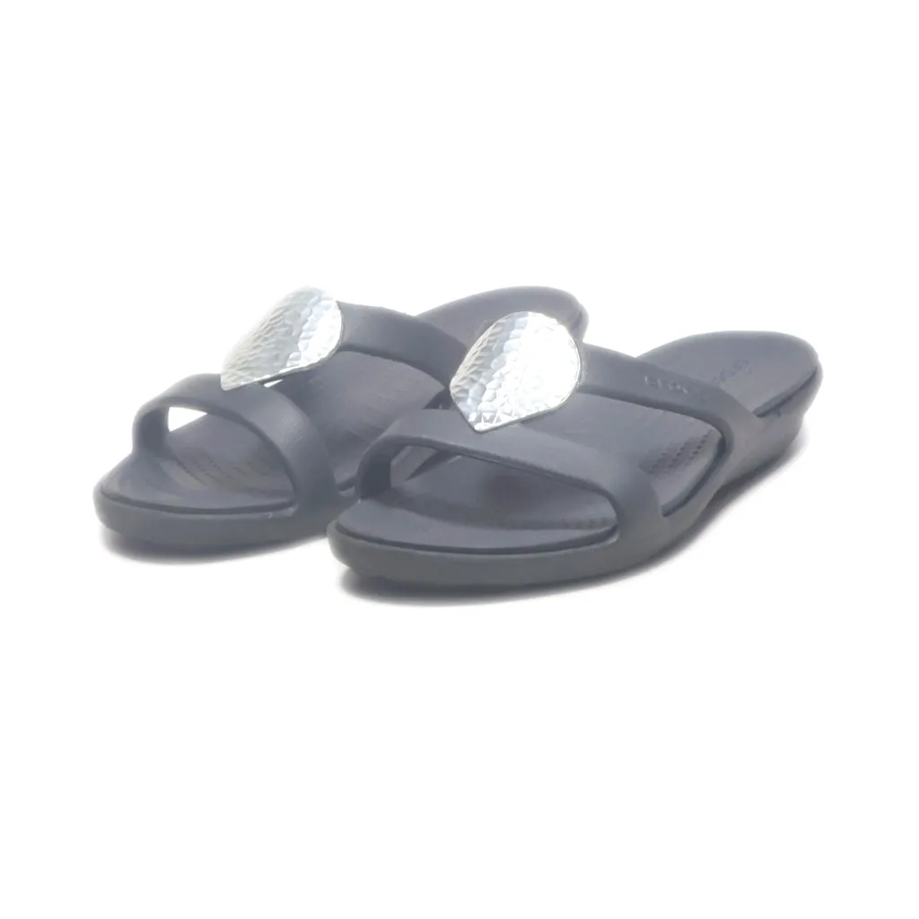 Crocs Sanrah Flat Sandals Rubber Black Colour For Women