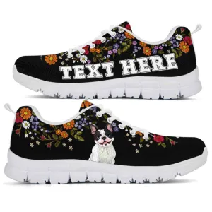 Custom Name Frenchie Sneaker, Frenchie Flower Floral Colorful Dog Lovers Sneakers Gym Running Shoes, Best Running Shoes