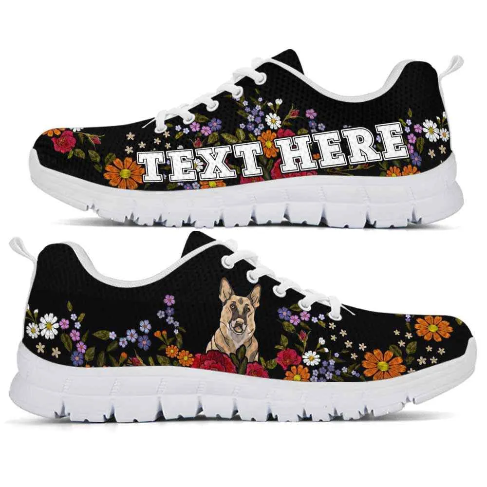 Custom Name German Shepherd Sneaker, German Shepherd Colorful Flower Floral Dog Lovers Sneakers Gym Running Shoes, Best Running Shoes