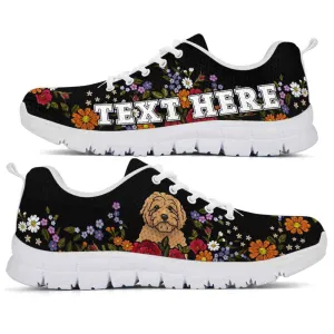 Custom Name Goldendoodle Sneaker, Goldendoodle Colorful Flower Floral Dog Lovers Sneakers Gym Running Shoes, Best Running Shoes