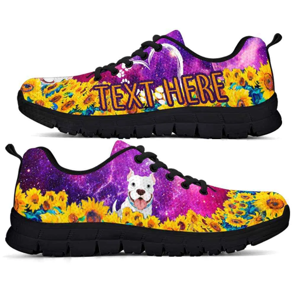 Custom Name Pit Bull Sneaker, Pit Bull Sunflower Galaxy Sneakers Running Shoes, Best Running Shoes