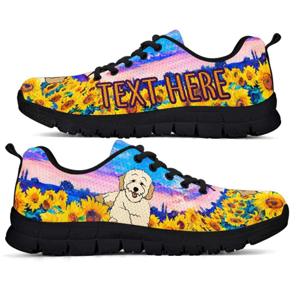 Custom Name Poodle Sneaker, Poodle Sunflower Sky Sneakers Running Shoes, Best Running Shoes