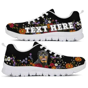 Custom Name Rottweiler Sneaker, Rottweiler Colorful Flower Floral Dog Lovers Sneakers Gym Running Shoes, Best Running Shoes