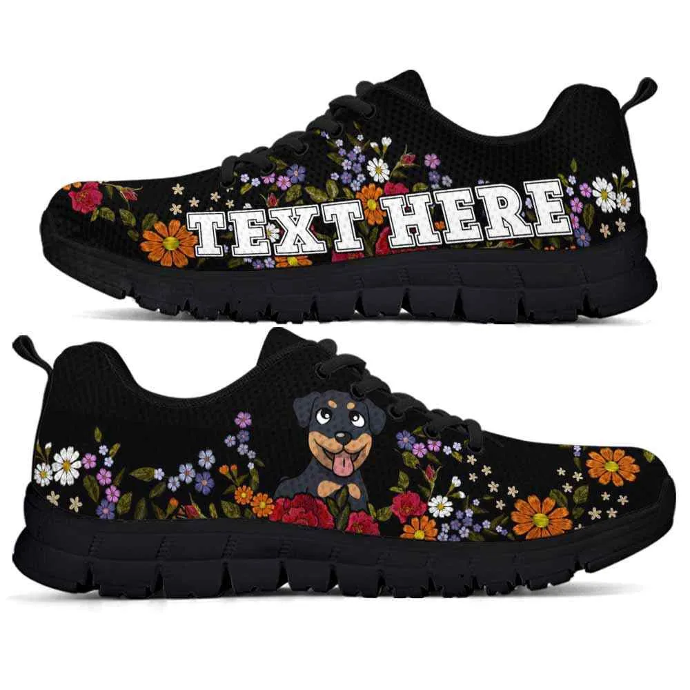 Custom Name Rottweiler Sneaker, Rottweiler Colorful Flower Floral Dog Lovers Sneakers Gym Running Shoes, Best Running Shoes