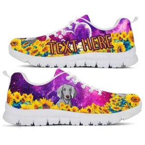 Custom Name Weimaraner Sneaker, Weimaraner Sunflower Galaxy Sneakers Running Shoes, Best Running Shoes