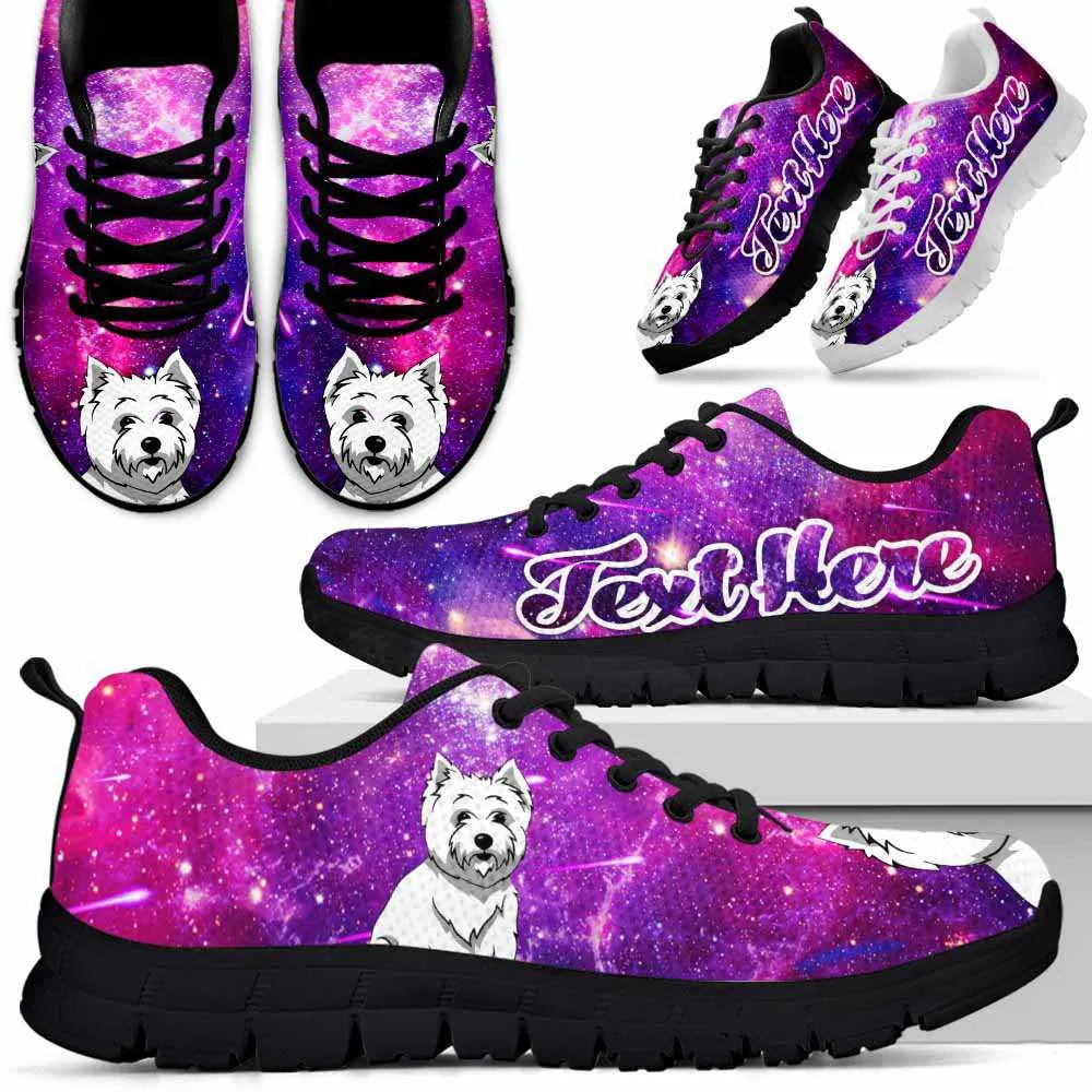 Custom Name West Highland Terrier Sneaker, Galaxy Westie Dog Lovers Sneakers Running Shoes Gift Men Women, Best Running Shoes