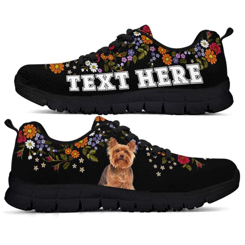 Custom Name Yorkshire Terrier Sneaker, Yorkie Flower Floral Colorful Dog Lovers Sneakers Gym Running Shoes, Best Running Shoes