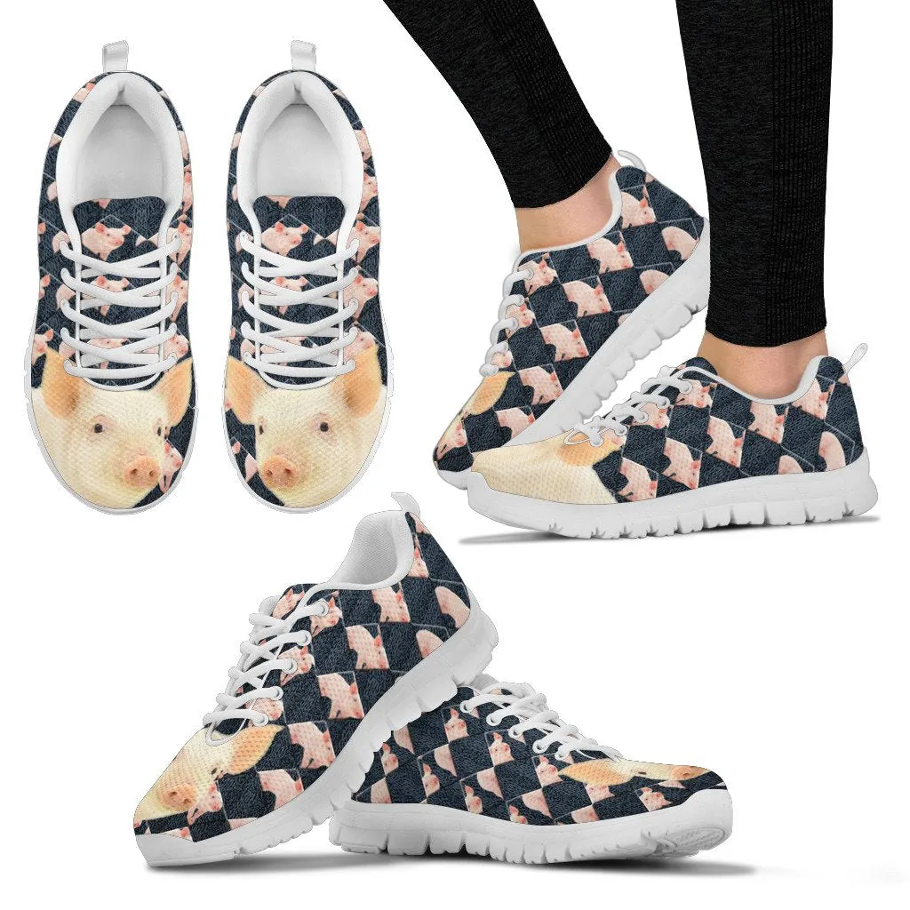 Danish Landrace Pig Print Christmas Running Shoes For Women-Free Shipping