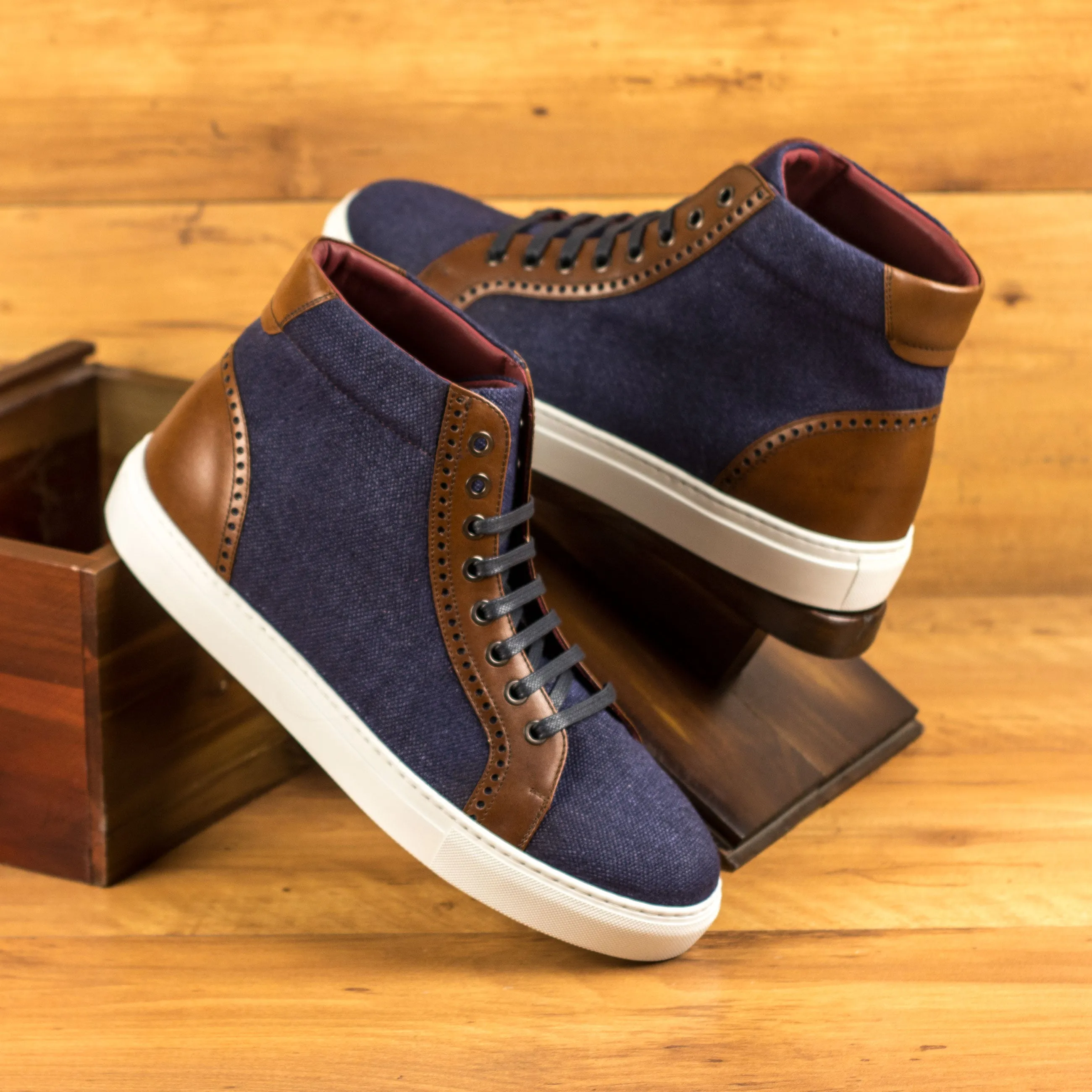 DapperFam Cadenza in Navy Men's Linen High Kicks