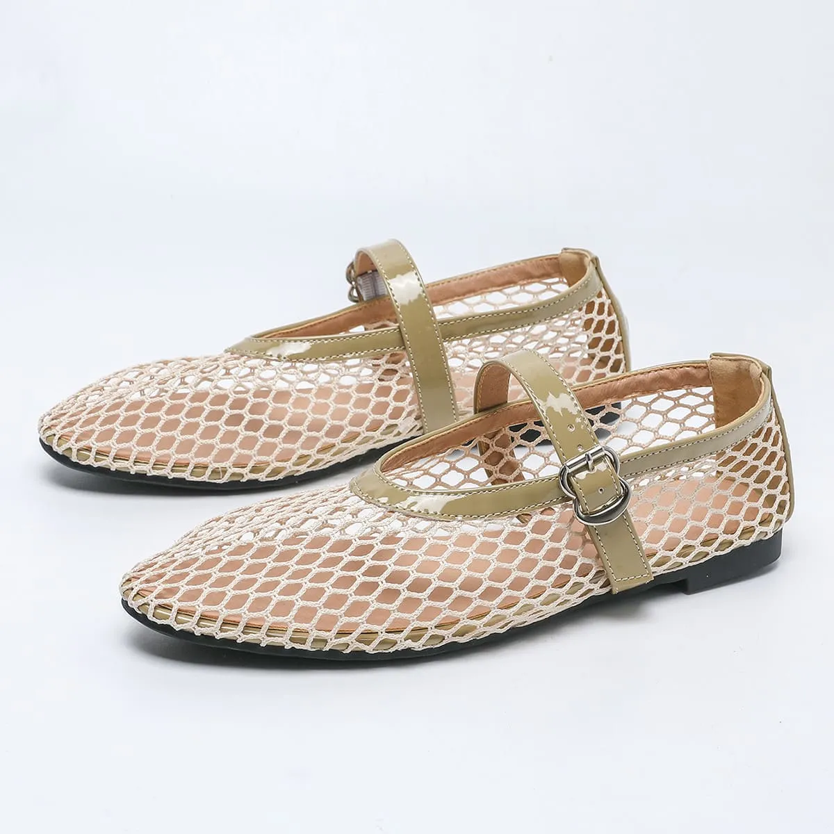 Dbeck® Breezy: Hollow Mesh Flat Mary Jane Flats for Women