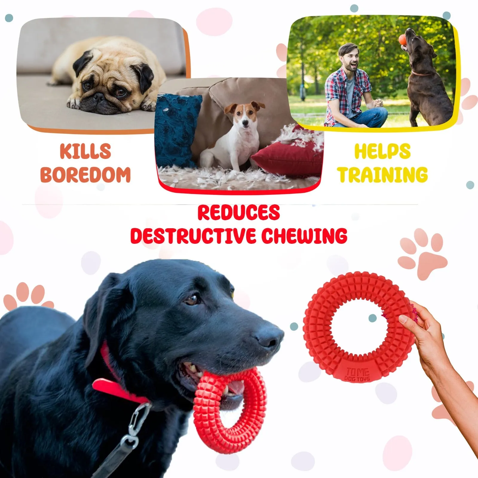 Dog Chew Toys for Aggressive Chewers - Pack of 3  Interactive Dog Puzzle Toys, Dog Chew Enrichment Toys for Boredom and Brain Stimulating Game Keeps Them Engaged