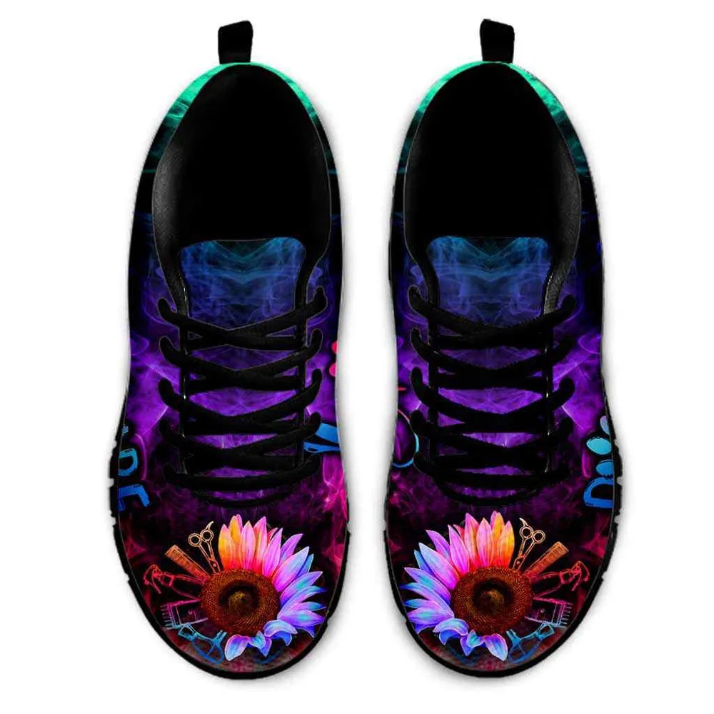 Dog Daycare Rainbow Sunflower Smoke Sneakers Shoes, Dog Print Shoes, Best Running Shoes, Unique Gifts For Dog Lovers