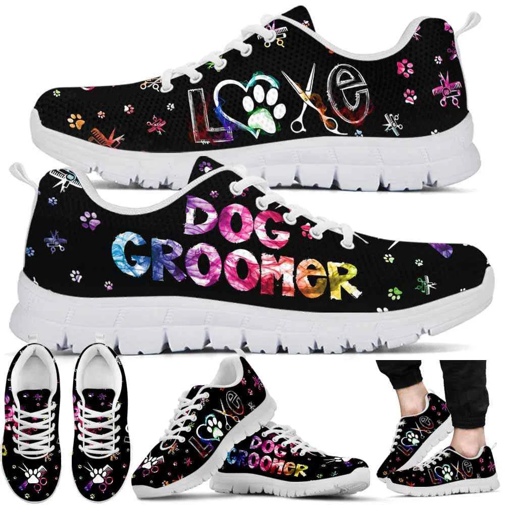 Dog Groomer Sneaker, Dog Groomer Colorful Pattern Love Sneakers Shoes, Best Running Shoes, Unique Gifts For Dog Lovers