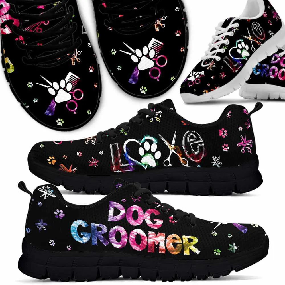 Dog Groomer Sneaker, Dog Groomer Colorful Pattern Love Sneakers Shoes, Best Running Shoes, Unique Gifts For Dog Lovers