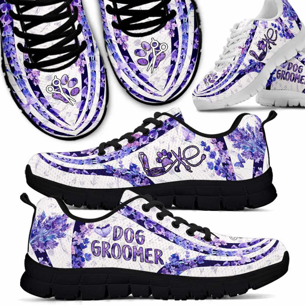 Dog Groomer Sneaker, Dog Groomer Lavender Line Sneakers Shoes, Best Running Shoes, Unique Gifts For Dog Lovers