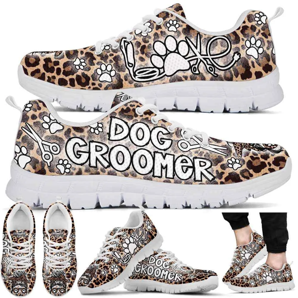 Dog Groomer Sneaker, Dog Groomer Leopard Sneakers Shoes, Best Running Shoes, Unique Gifts For Dog Lovers