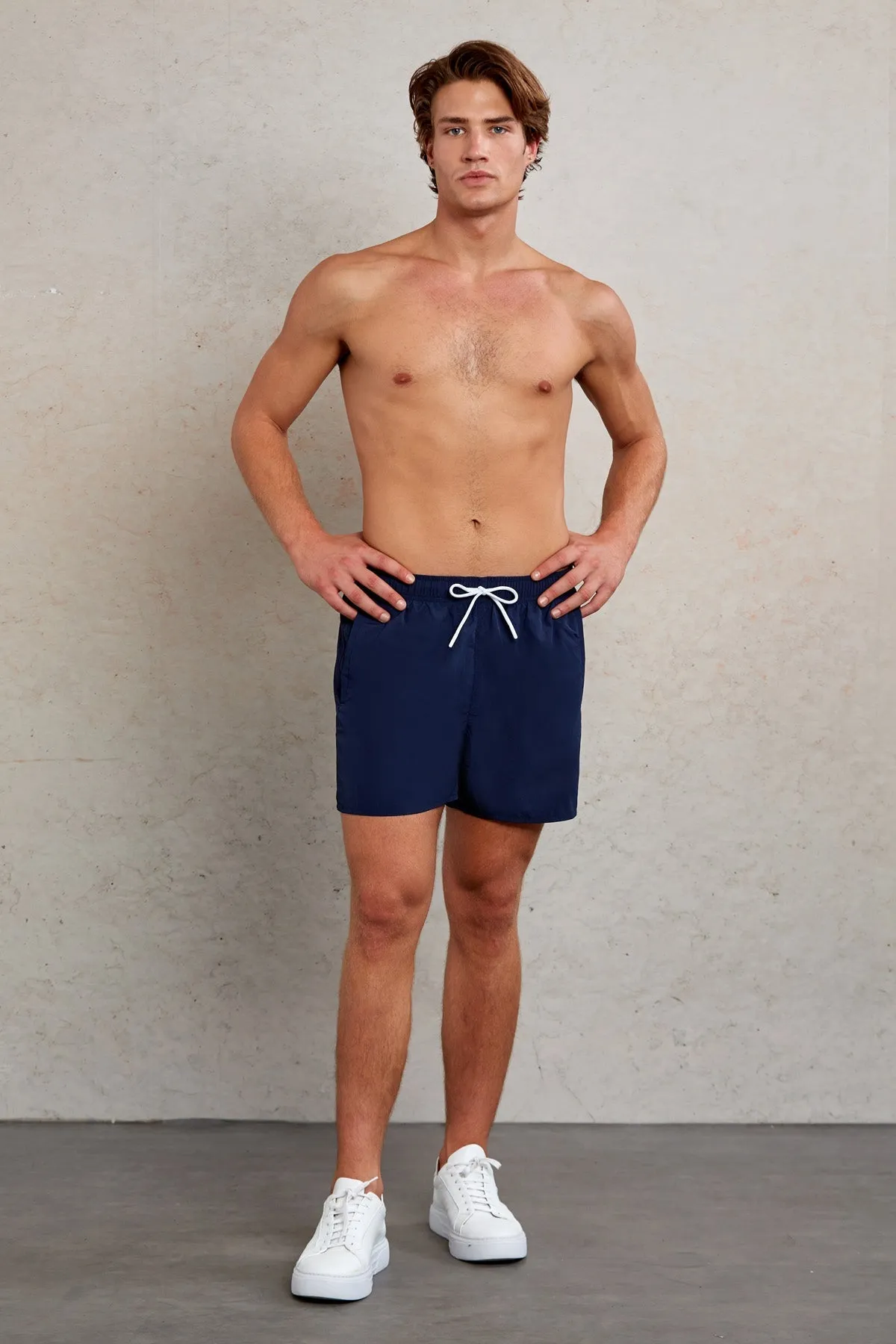 Dynamic Fit Side Pocket Quick Dry Navy Swim Trunks