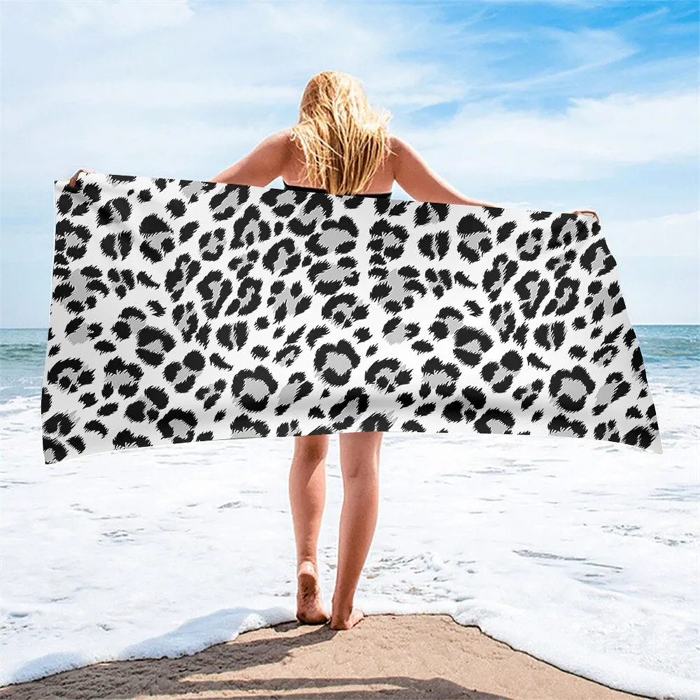 Fashion 3D Leopard Skin Pattern Printi Soft Bath Towels Comfort Beach Swim Toallas Microfiber Face Hair Towel Serviette Plage