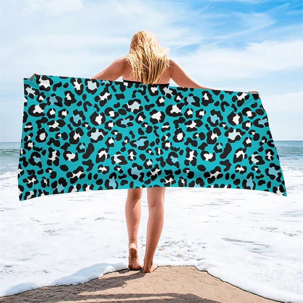 Fashion 3D Leopard Skin Pattern Printi Soft Bath Towels Comfort Beach Swim Toallas Microfiber Face Hair Towel Serviette Plage