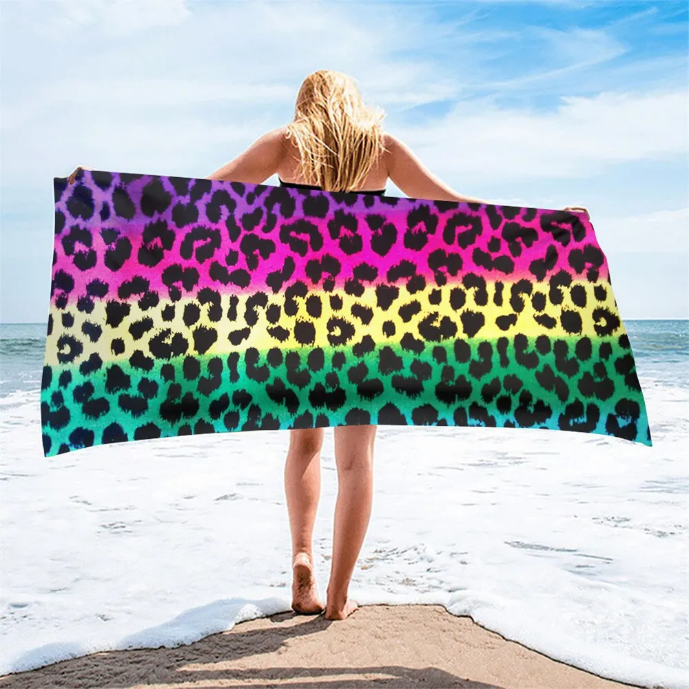 Fashion 3D Leopard Skin Pattern Printi Soft Bath Towels Comfort Beach Swim Toallas Microfiber Face Hair Towel Serviette Plage