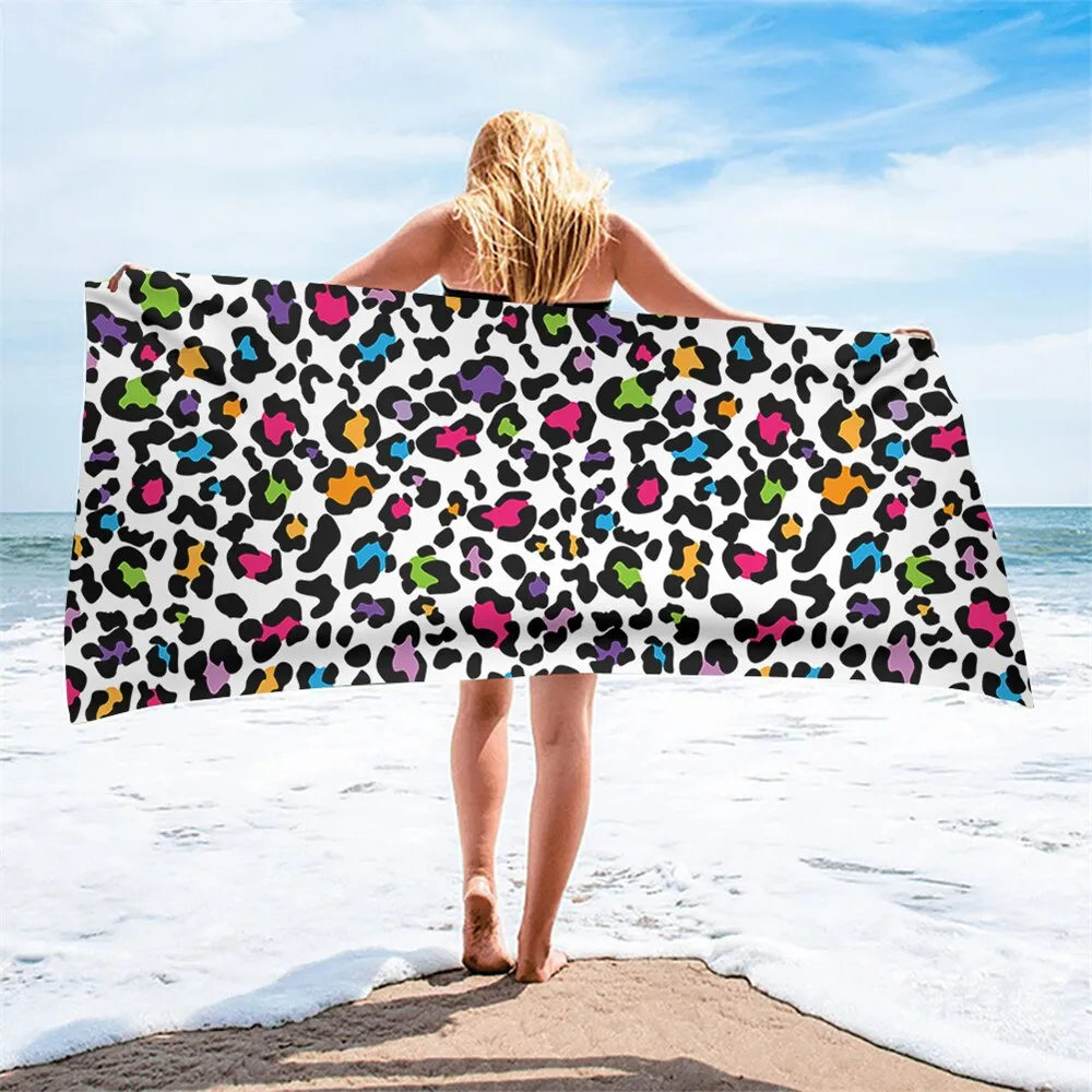 Fashion 3D Leopard Skin Pattern Printi Soft Bath Towels Comfort Beach Swim Toallas Microfiber Face Hair Towel Serviette Plage