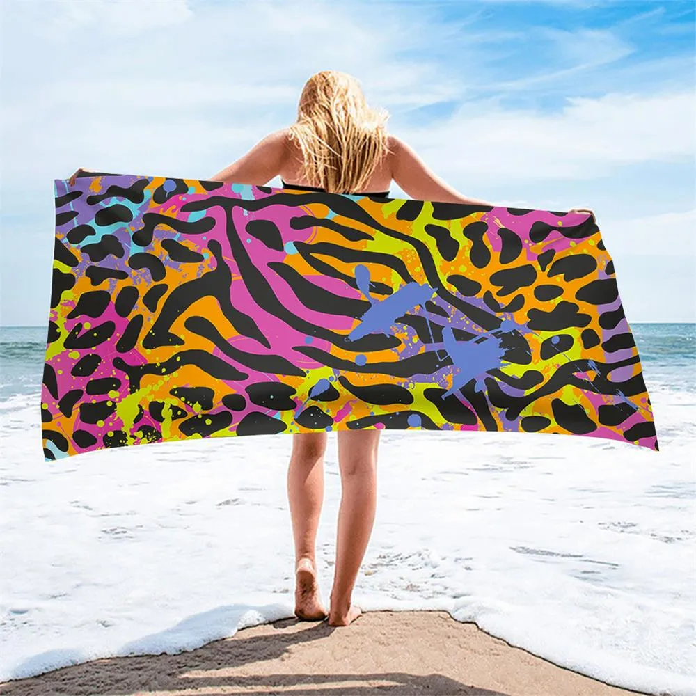 Fashion 3D Leopard Skin Pattern Printi Soft Bath Towels Comfort Beach Swim Toallas Microfiber Face Hair Towel Serviette Plage