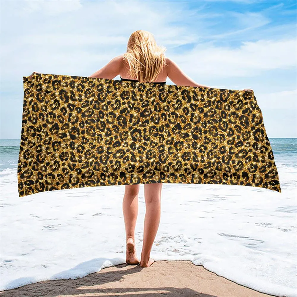 Fashion 3D Leopard Skin Pattern Printi Soft Bath Towels Comfort Beach Swim Toallas Microfiber Face Hair Towel Serviette Plage