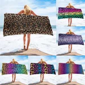 Fashion 3D Leopard Skin Pattern Printi Soft Bath Towels Comfort Beach Swim Toallas Microfiber Face Hair Towel Serviette Plage