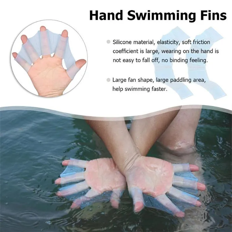 Finger Flexible Silicone Swimming Gloves (Middle Size)(Green)