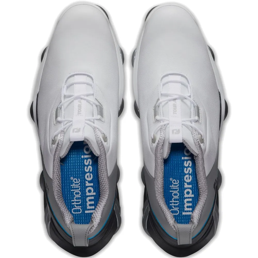 FootJoy Tour Alpha Waterproof Spiked Shoes - White/Grey/Blue