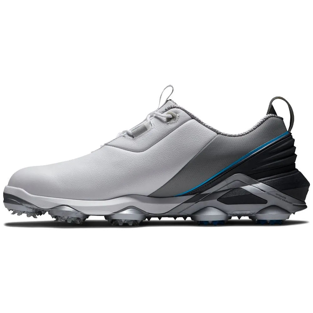 FootJoy Tour Alpha Waterproof Spiked Shoes - White/Grey/Blue