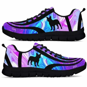 Frenchie Sneaker, Frenchie Dog Lovers Blue Purple Wave Sneakers Gym Running Shoes Gift Women Men, Frenchie Shoes