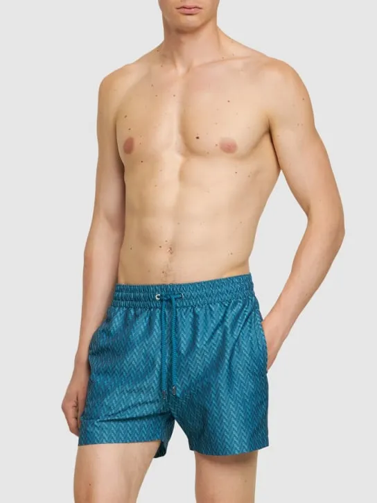 Frescobol Carioca   Sport Herringbone jacquard swim shorts 