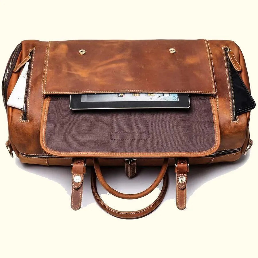 Full-Grain Leather Travel Duffel Bag