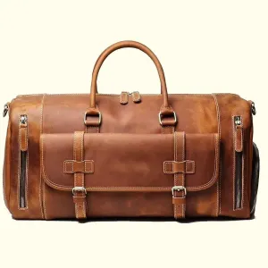 Full-Grain Leather Travel Duffel Bag