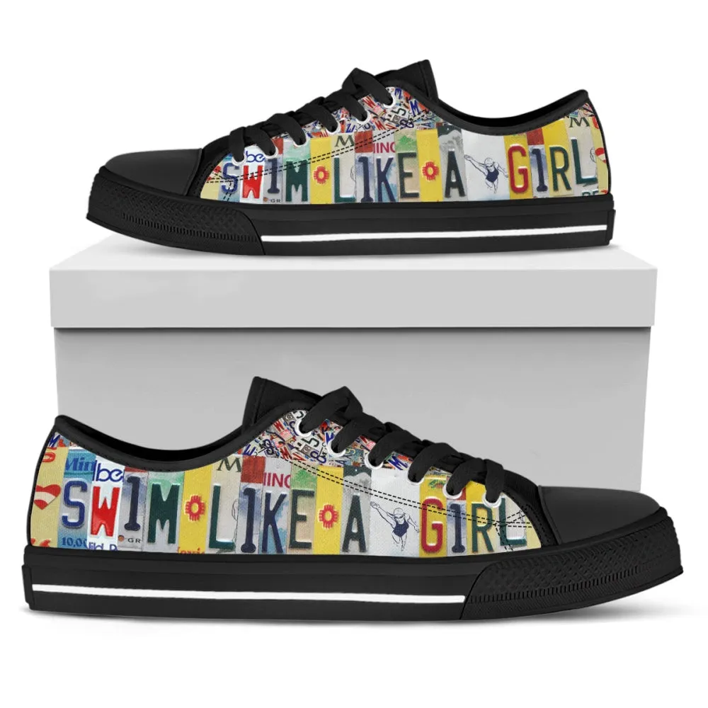 Get Ahead With Swim Like A Girl Canvas Shoes, Low Top Sneaker, Low Top Canvas Shoes