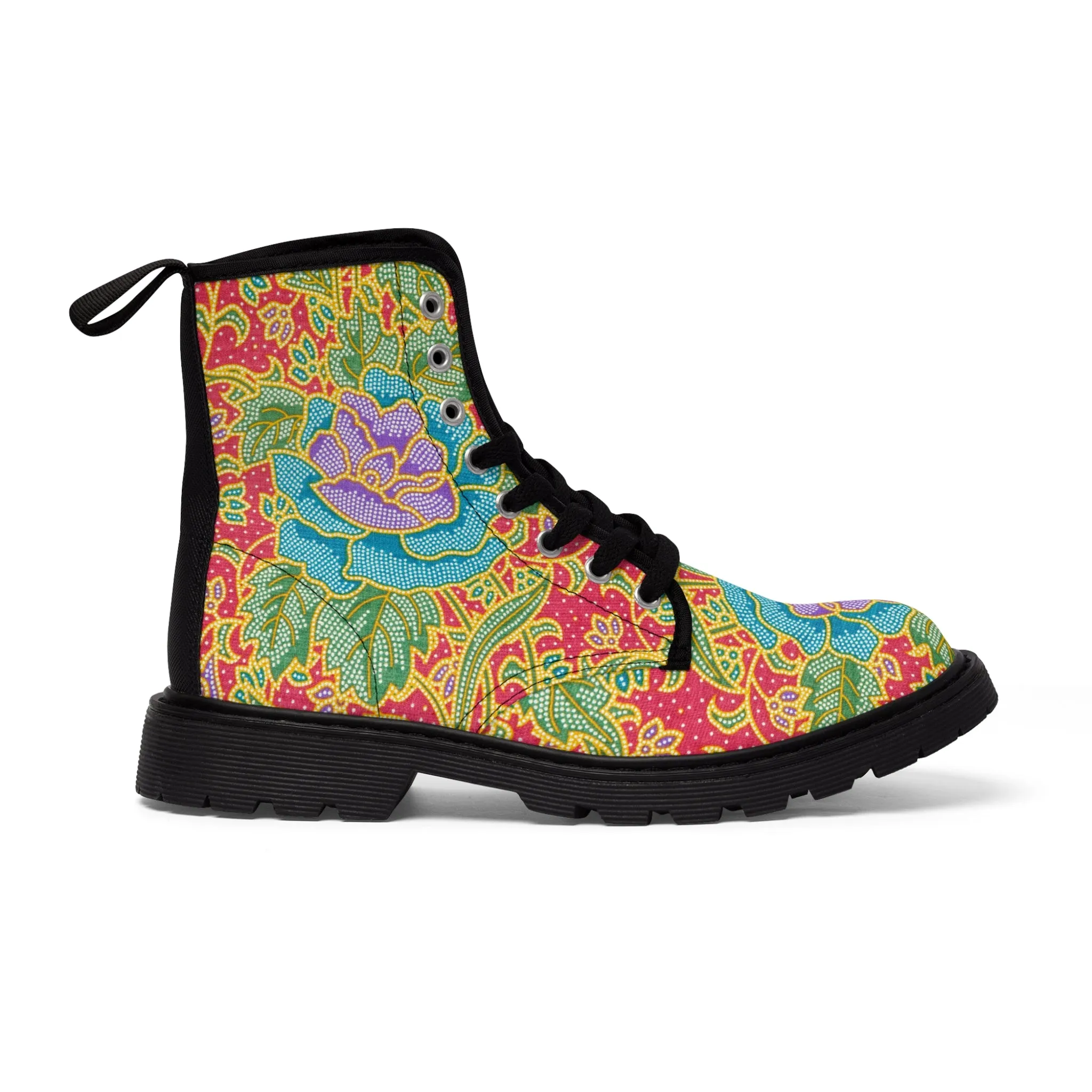 Green and red flowers - Inovax Men's Canvas Boots