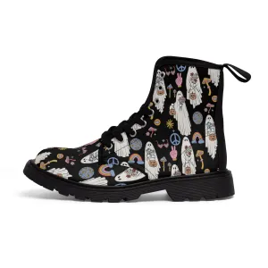 Groovy Ghosts,Hippie Disco Ghost, Women's Canvas Boots