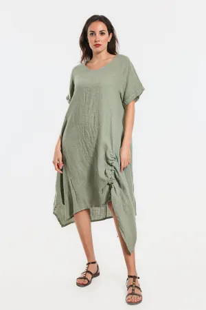 Jayde Drawstring Linen Dress (DSS116)