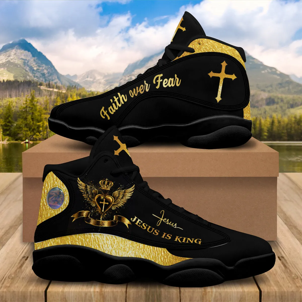 Jesus Christ J13 Shoes - Jesus Is The King Shoes - Jesus Cross Art Shoes