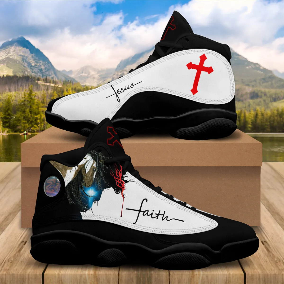 Jesus Faith Portrait Art Basketball Shoes For Men Women - Christian Shoes - Jesus Shoes - Unisex Basketball Shoes