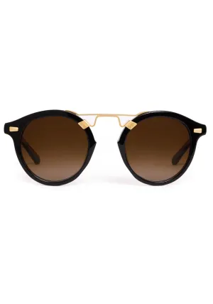 Krewe STL II Sunglasses in Black   Black Tea 18K