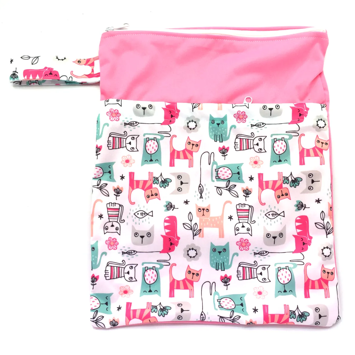 Large Wetbag (Strip) - Pink Cats