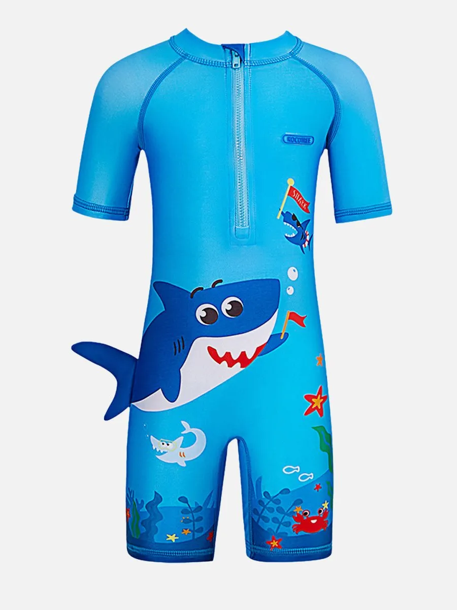 Little Surprise Box 3d Tail Blue Shark Swimwear for Toddlers & Kids with UPF 50 