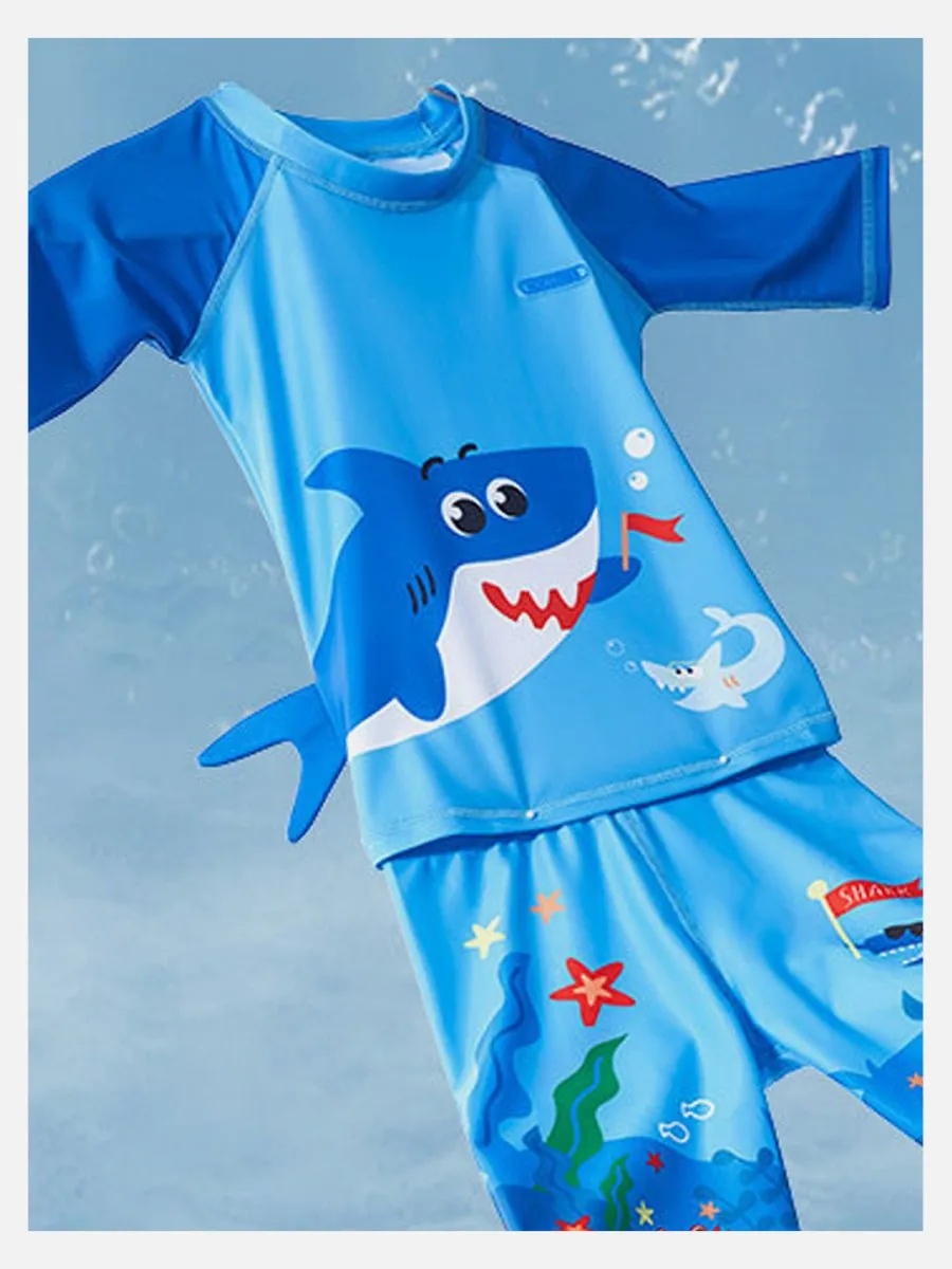 Little Surprise Box 3d Tail Blue Shark Swimwear for Toddlers & Kids with UPF 50 