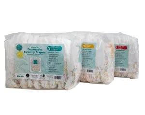 Little Toes Natural Disposable Swimmy Diapers- 24 count Small, Medium and Large