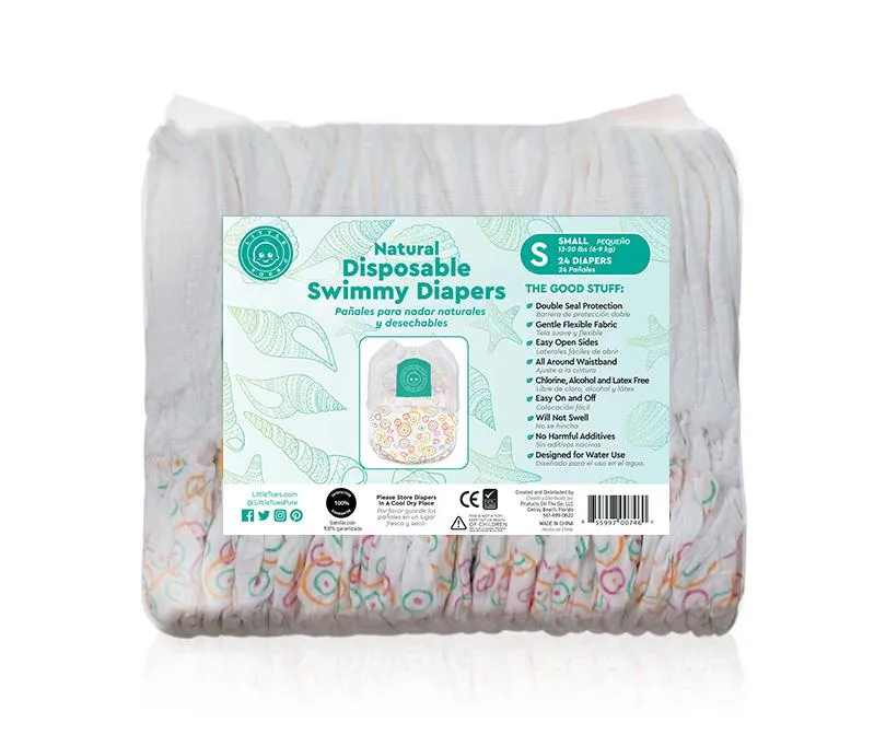 Little Toes Natural Disposable Swimmy Diapers- 24 count Small, Medium and Large