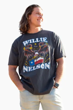 Livy Lu Willie Nelson Born For Trouble Dark Gray Thrifted Tee