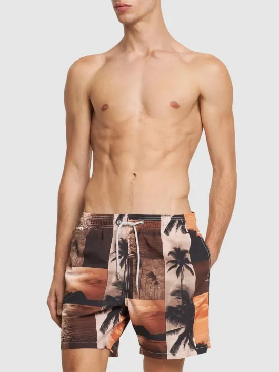 Mc2 Saint Barth   Sunset print ultralight swim shorts 